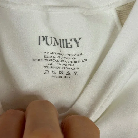 White Bodysuit Sheer Mesh Long Sleeve Mock Neck Top Womens size small - Picture 5 of 12